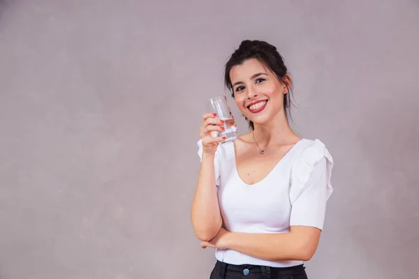 Красива Біла Жінка Склянку Води — стокове фото