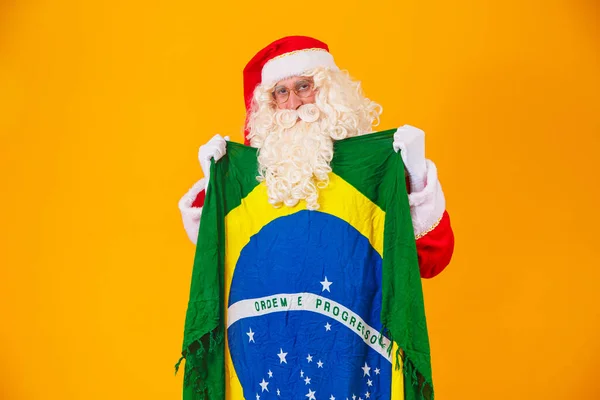 Санта Клаус Шанувальник Бразилії Прихильник Бразильської Команди Санта Клаус Чемпіонат — стокове фото