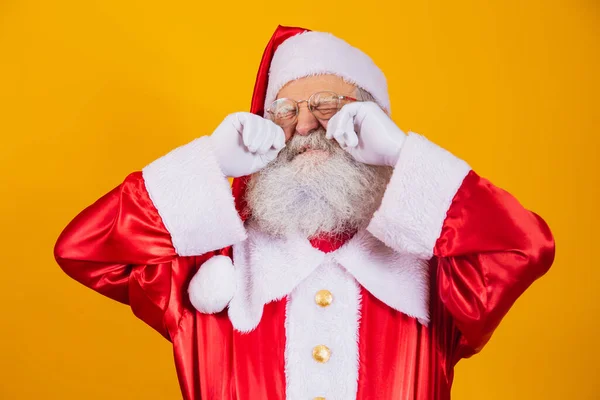 Santa Claus Crying His Hands His Eyes — Stock Photo, Image