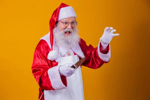 Santa Claus Holding Knife Evil Santa Claus Concept Murder — Stock Photo, Image