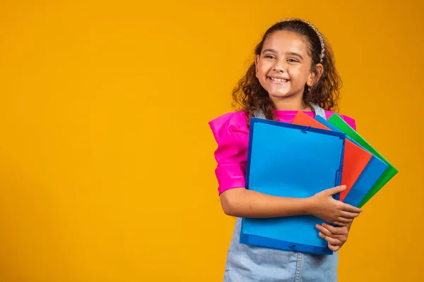 Kinderbetreuung Und Glückliche Kindheit Hübsches Mädchen Mit Büchern Für Den — Stockfoto