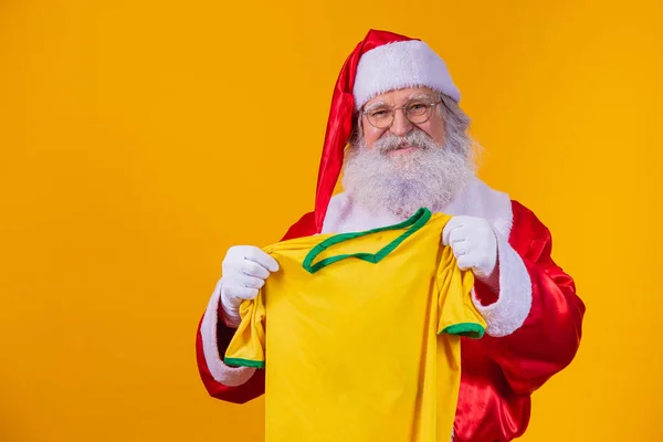 Santa Claus Adalah Penggemar Brasil Pendukung Sinterklas Dari Tim Brasil — Stok Foto