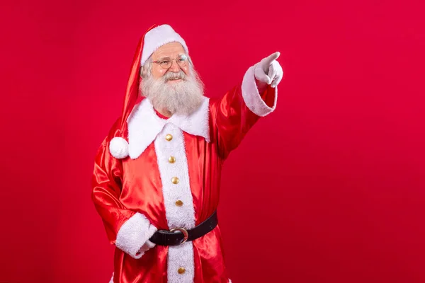 Santa Claus Ukazuje Úhlopříčku Zdarma Pro Text — Stock fotografie