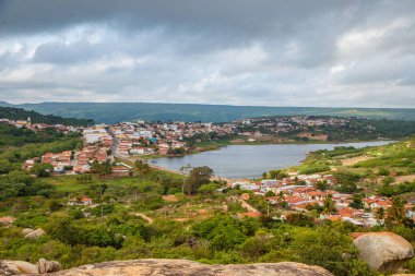 Lagoa Nova, Rio Grande do Norte, Brezilya - 12 Mart 2021: Lagoa Nova şehrinin hava görüntüsü