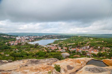 Lagoa Nova, Rio Grande do Norte, Brezilya - 12 Mart 2021: Lagoa Nova şehrinin hava görüntüsü