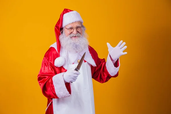Papá Noel Sosteniendo Cuchillo Malvado Concepto Santa Claus Asesinato — Foto de Stock