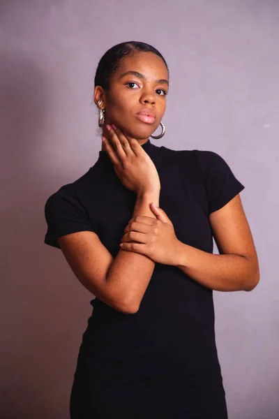Mujer Negra Retrato Mujer Negra Estudio Fotográfico — Foto de Stock