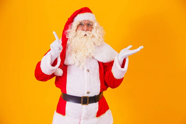 Santa Claus Apuntando Espacio Para Texto Descuento Marketing Ventas Publicidad — Foto de Stock