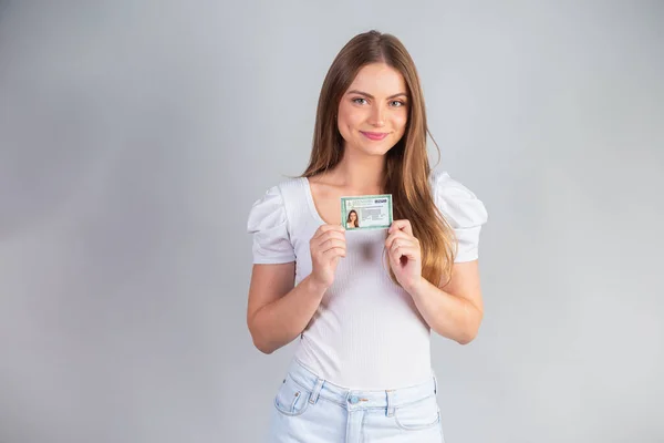 Блондинка Бразильянка Регистрация Личности Перевод Английский Язык National Identity Card — стоковое фото