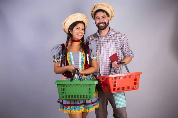 Brasilianska Par Kläder Från Festa Junina Rättegång Festa Joo Pojkvän — Stockfoto