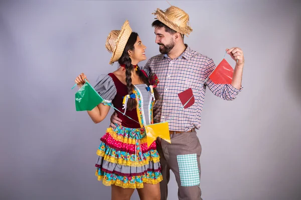 Brasilianska Par Kläder Från Festa Junina Rättegång Festa Joo Pojkvän — Stockfoto