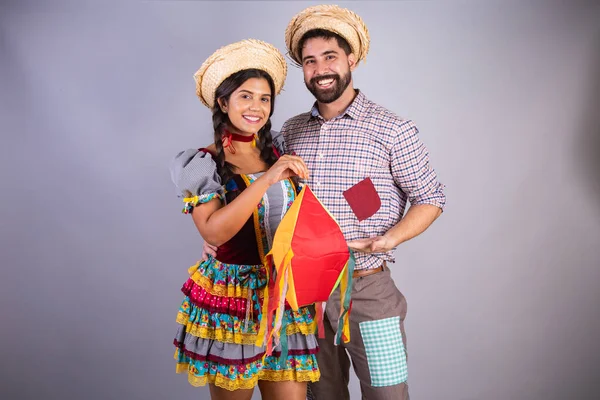 Brasilianisches Paar Kleidung Von Festa Junina Arraial Festa Joo Freund — Stockfoto