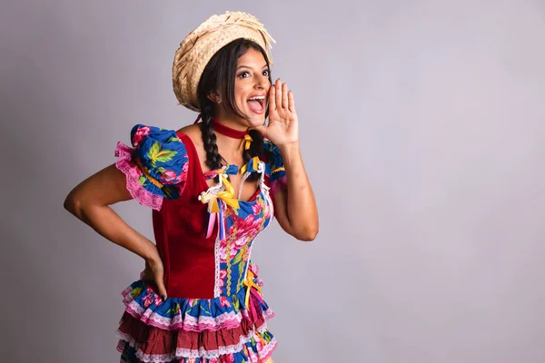 Brazilian Woman Clothes Festa Joo Festa Junina — Stock Photo, Image