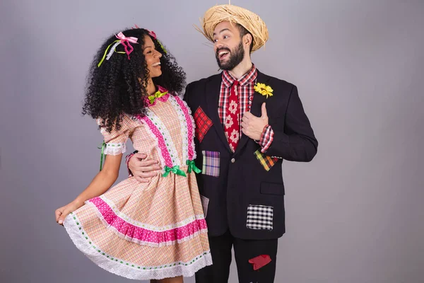 stock image Couple wearing typical clothes of Festa Junina, Arraial, Festa de So Joo. 