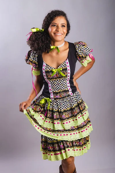 Mujer Brasileña Negra Con Ropa Fiesta Junina Comunidad San Juan —  Fotos de Stock