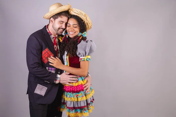 Couple Brazilian Wearing Clothes Festa Junina Fraternization Name Joo Arraial — Stock Photo, Image