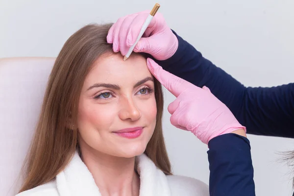 Woman Wearing Bathrobe Beauty Clinic Aesthetics Patient Cosmetic Procedures Botox — Stock Photo, Image