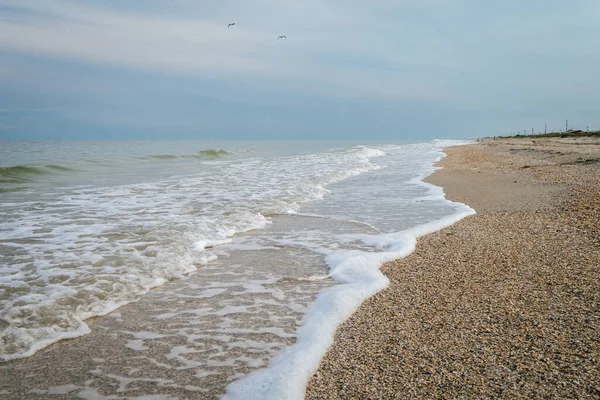 Deniz kıyısında küçük köpüklü dalgalar