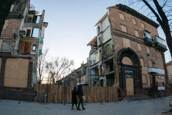 Zaporizhzhia Ucraina Gennaio 2023 Edificio Residenziale Distrutto Dopo Attacco Missilistico — Foto Stock