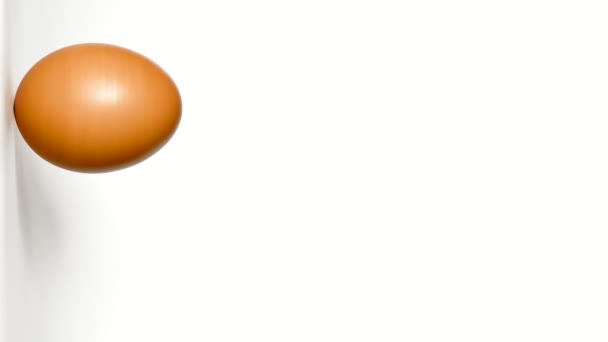 Egg Spins Stopping One Place White Background Seamless Vertical Video — Stock Video