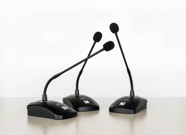 Zaporizhia, Ukraine - October 17, 2023: AKG CGN321 STS Tabletop Cardioid Gooseneck Microphones