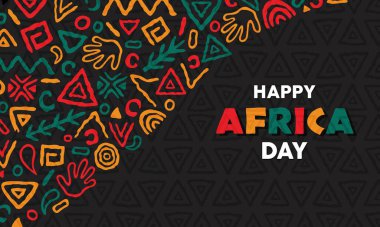 Afrika kabile sanatı Afrika 'nın birliğini kutlayan ikonlar. Eps 10 vektör ilüstrasyonu