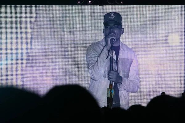 Boston Çağırıyor Chance Konserde Rapçi — Stok fotoğraf