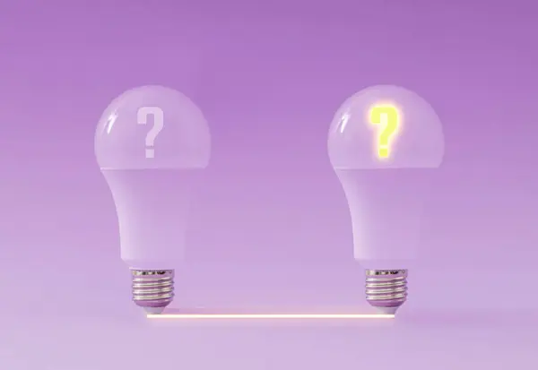 Creative layout made of light bulbs on fancy violet background. Minimal idea concept with innovation, brainstorming, inspiration and solution. Light bulb aesthetic background.