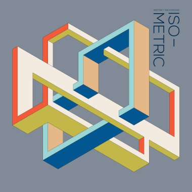 Isometric geometrik şekil soyut arkaplan modern sanat tarzı. Tasarım ögesi şablonu poster, arkaplan, yayın, broşür, broşür, broşür, broşür, illüstrasyon için kullanılabilir