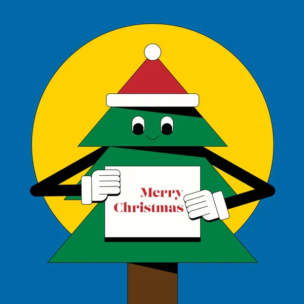 松の木と光の幾何学的な形状を持つメリークリスマスのコンセプトの装飾 デザイン要素は グリーティングカード はがき パンフレット 出版物 ベクトルイラストに使用することができます — ストックベクタ