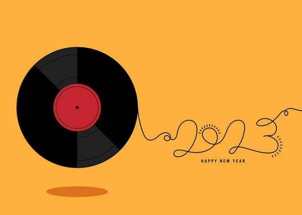 2023 Happy New Year Concept Fond Décoratif Avec Disque Vinyle — Image vectorielle