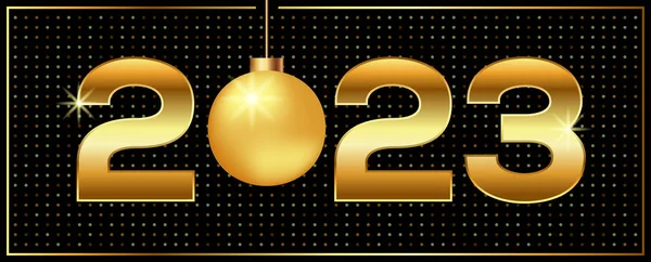 Frohes Neues Jahr 2023 Konzept Hintergrund Dekorativ Mit Goldenen Weihnachtskugel — Stockvektor