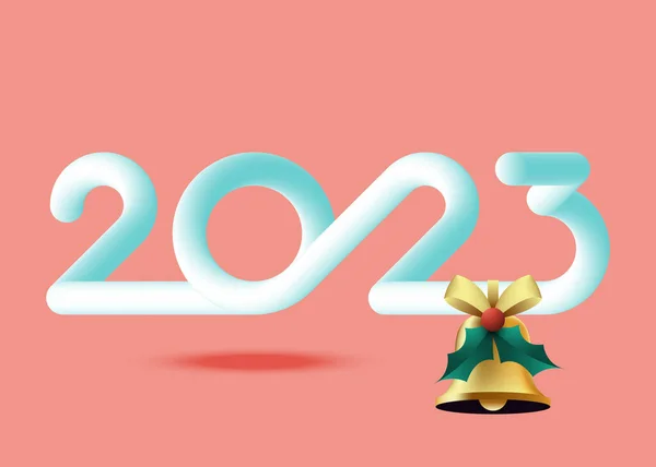 2023 Frohes Neues Jahr Konzept Hintergrund Dekorativ Mit Goldener Glocke — Stockvektor