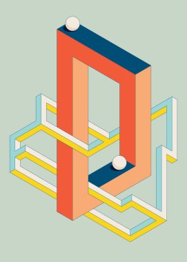 Isometric geometrik şekil soyut arkaplan modern sanat tarzı. Tasarım ögesi şablonu poster, arkaplan, yayın, broşür, broşür, broşür, broşür, illüstrasyon için kullanılabilir