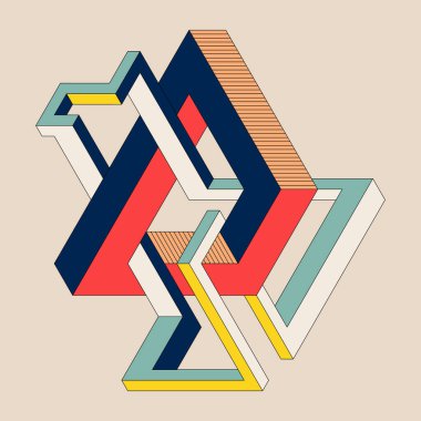 Isometric geometrik şekil soyut arkaplan modern sanat tarzı. Tasarım ögesi şablonu poster, arkaplan, yayın, broşür, broşür, broşür, broşür, illüstrasyon için kullanılabilir