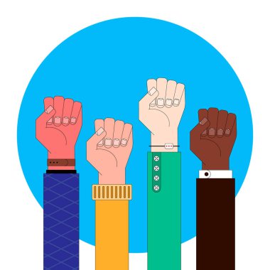 Diversity concept with human hands together flat design style, vector illustration