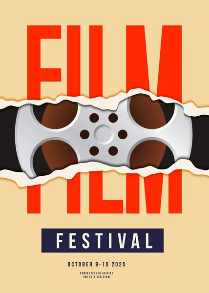 Film Film Festival Poster Ontwerp Template Achtergrond Met Film Haspel — Stockvector