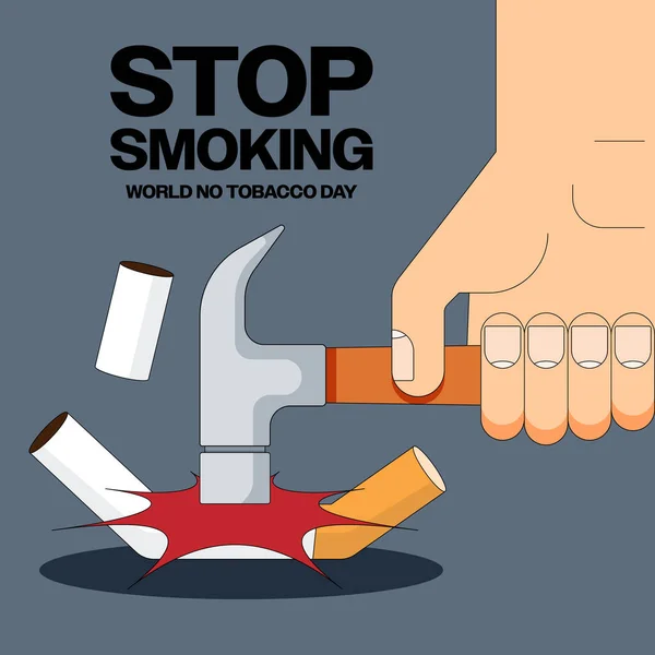 Немає Концепції Куріння Світу Жодна Кампанія Дня Тютюну Сигаретою Знищеною — стоковий вектор