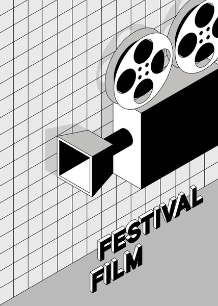 Film Film Festival Poster Design Modèle Arrière Plan Avec Caméra — Image vectorielle