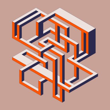 Soyut izometrik geometrik şekil modern sanat tarzı arka plan. Tasarım ögesi şablonu duvar kağıdı, arkaplan, baskı, dergi kapağı; yıllık rapor, vektör illüstrasyonu için kullanılabilir