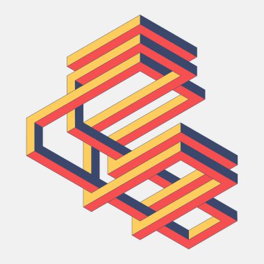 Soyut izometrik geometrik şekil modern sanat tarzı arka plan. Tasarım ögesi şablonu duvar kağıdı, arkaplan, baskı, dergi kapağı; yıllık rapor, vektör illüstrasyonu için kullanılabilir