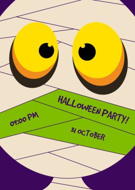 Cadılar Bayramı partisi davetiye şablonu tasarım arka plan dekoratif düz tasarım, vektör illüstrasyonu