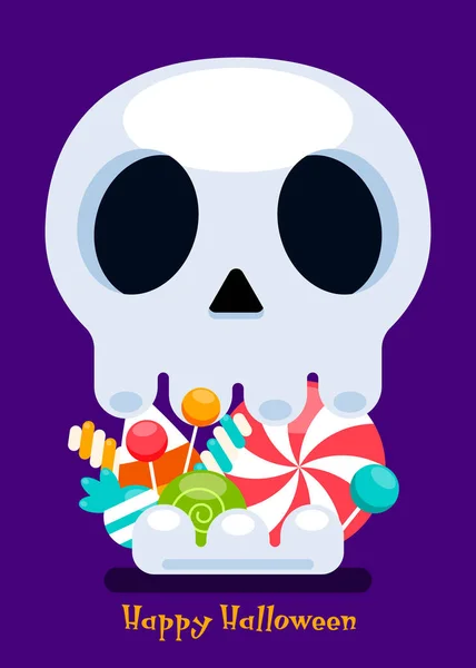 Joyeux Halloween Fête Modèle Invitation Design Fond Décoratif Avec Crâne — Image vectorielle