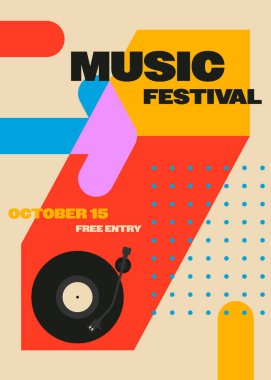 Müzik posteri tasarım arka planında vinil plak modern klasik retro tarzı var. Tasarım ögesi arkaplan, pankart, broşür, broşür, broşür, broşür, baskı, vektör ilülasyonu için kullanılabilir