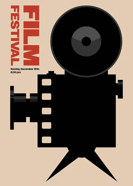 Movie Film Festival Poster Template Design Background Modern Vintage Retro — Stock Vector