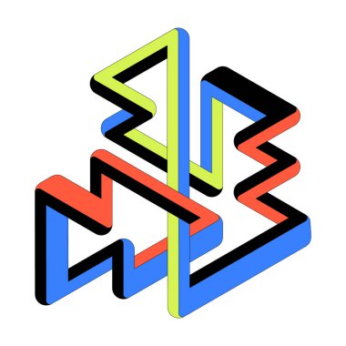 Soyut imkansız izometrik şekil tasarım şablonu arka plan modern sanat tarzı. Tasarım ögesi duvar kağıdı, arkaplan, baskı, dergi kapağı; yıllık rapor, vektör illüstrasyonu için kullanılabilir