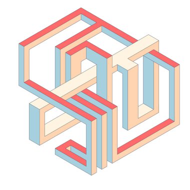 Soyut izometrik geometrik şekil modern sanat tarzı tasarım şablonu arka planı. Tasarım ögesi duvar kağıdı, arkaplan, baskı, dergi kapağı; yıllık rapor, vektör illüstrasyonu için kullanılabilir