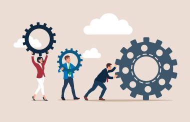 business people and gears vector illustration design
