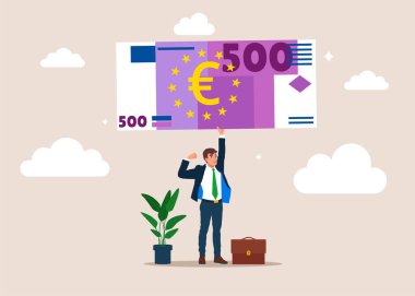 Avro banknotu elinde, düz vektör tasarımı