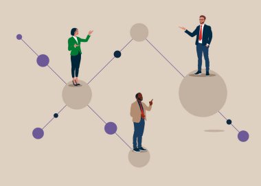 İş ağı ve bağlantılar. Bağlantının, teknolojinin, iletişimin sembolü. Düz modern vektör illüstrasyonu